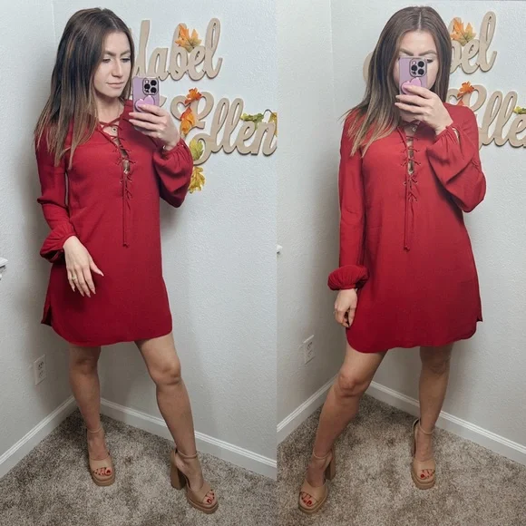 Dresses | Western Holiday Chic Fiery Long Sleeve Laced Flowy Dress Size  Small | Poshmark